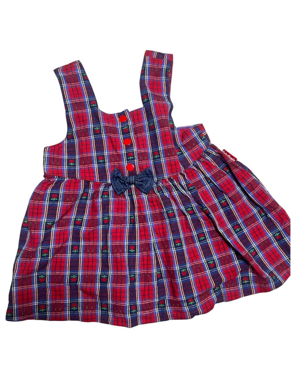 Vintage Oshkosh B'gosh Baby B'gosh plaid apple dress cotton girls 12 months